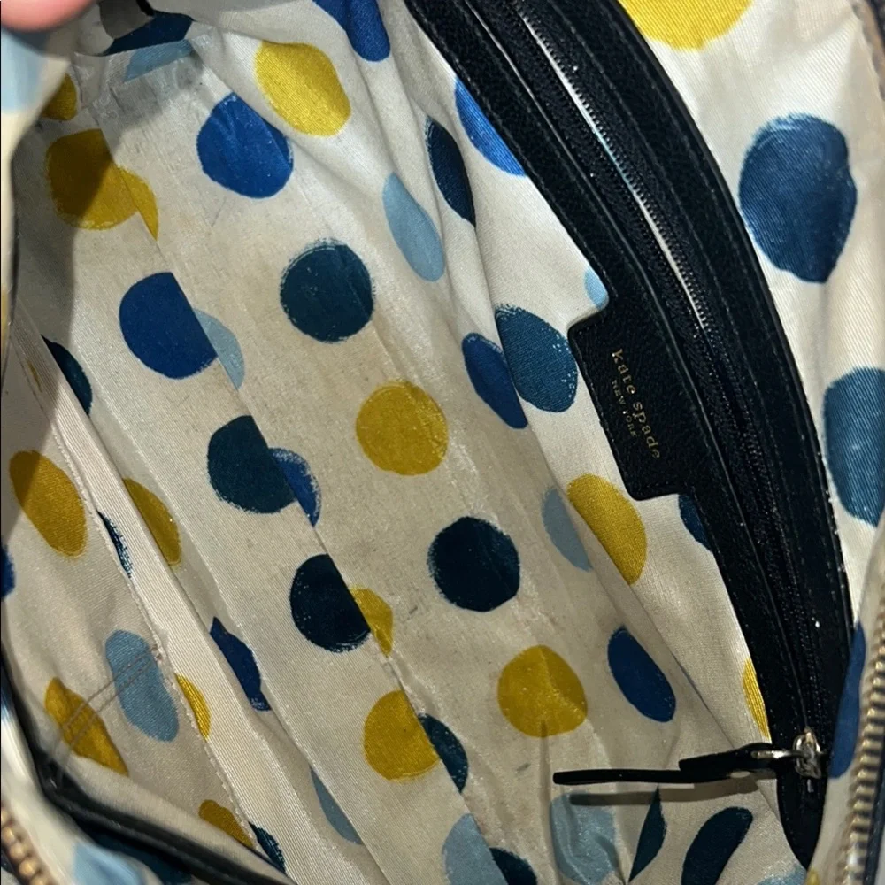 Kate Spade Black Shoulder Bag polka dot interior